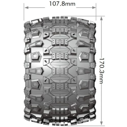 Колеса в сборе (2шт) Louise RC MT-UPHILL SPORT для автомоделей монстр трак, трагги 1/8 масштаба, черные диски, HEX: 17мм фото 2